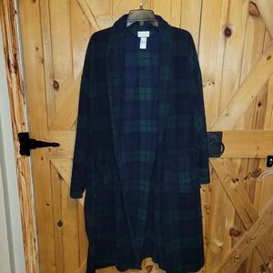 Vtg Christian Dior Robe De Chambre Plaid Fleece Lounge Robe OS